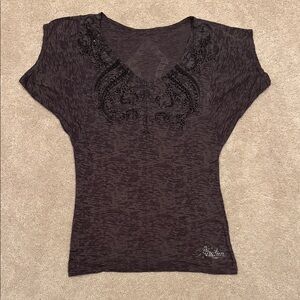 Affliction Women's Black Embellished Top